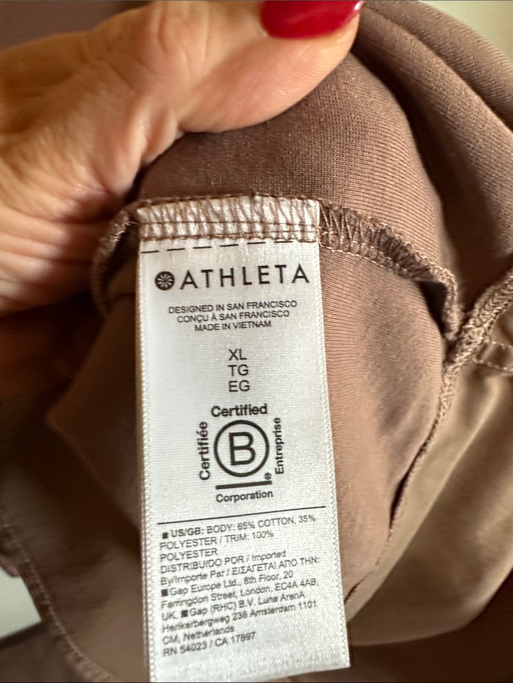 Women’s Athleta Mixed Media Hooded Pullover in Light Chocolate Brown size XL - Picture 4 of 5